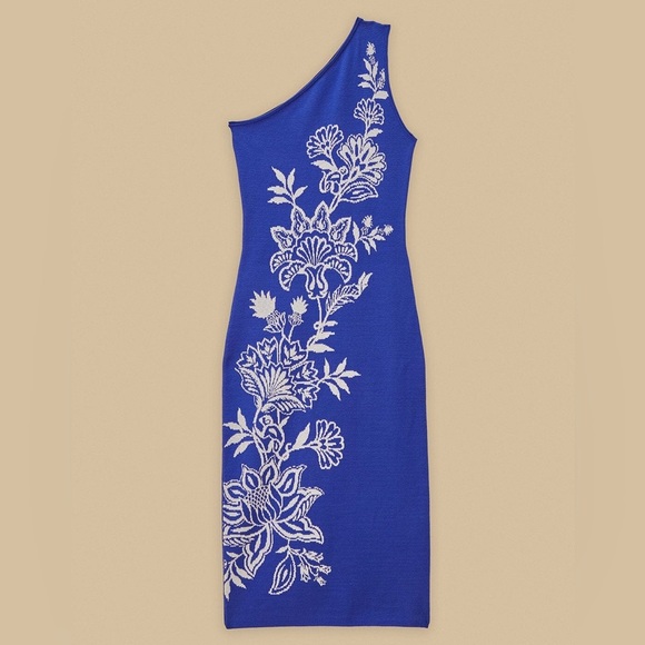 Farm Rio: Blue Garden Knit Midi Dress Beautiful Blue! - Picture 11 of 13